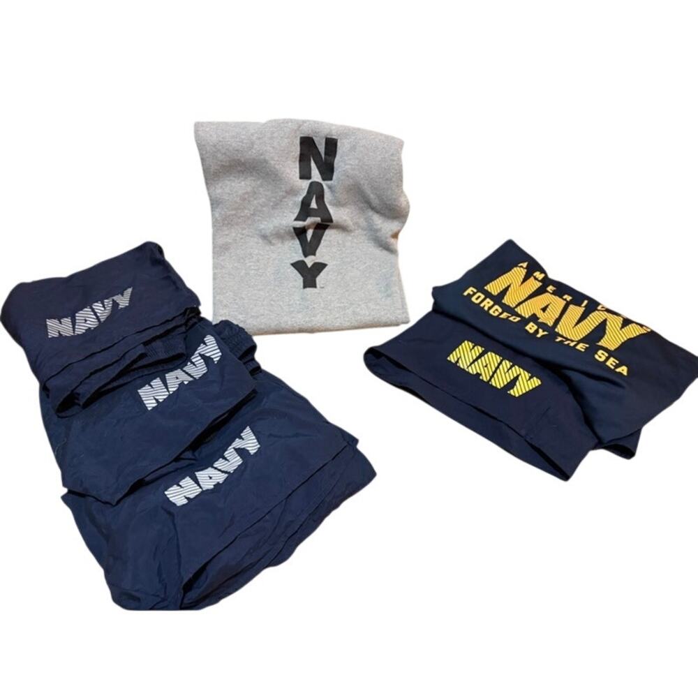 Official US Navy PT Gear Lot Mens Medium 4 Shorts Sweatpants T Shirt USN 6 Pc
